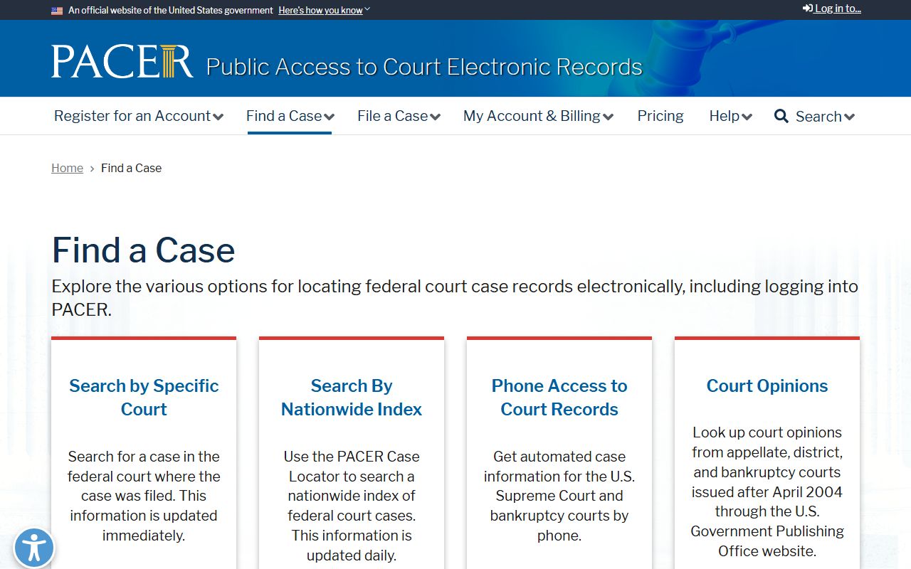 St. Joseph County Circuit Court federal case lookup through PACER