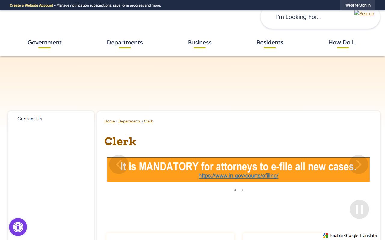 St. Joseph County Clerk court records access page