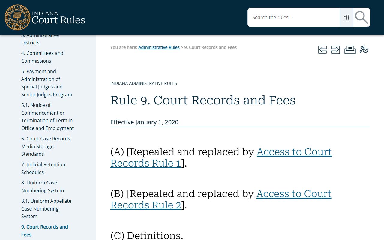 St. Joseph County court dockets Administrative Rule 9 remote access