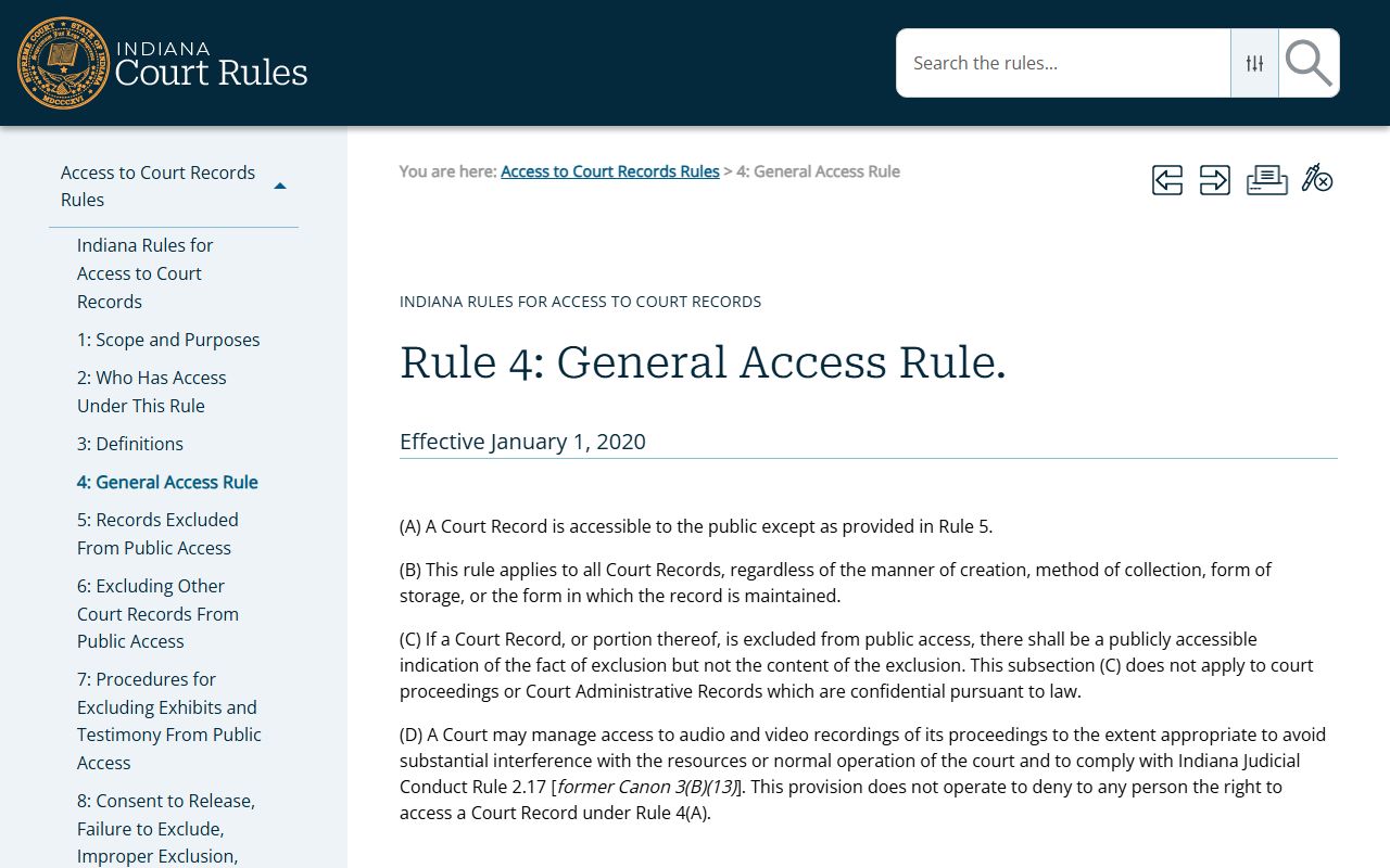 St. Joseph County court records Access to Court Records Rule 4