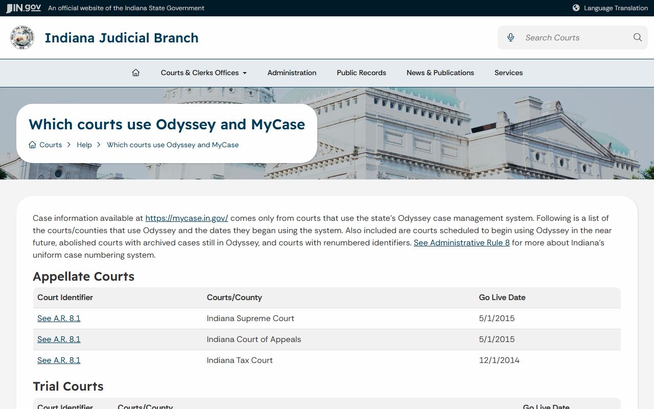 St. Joseph County court records Odyssey court participation list